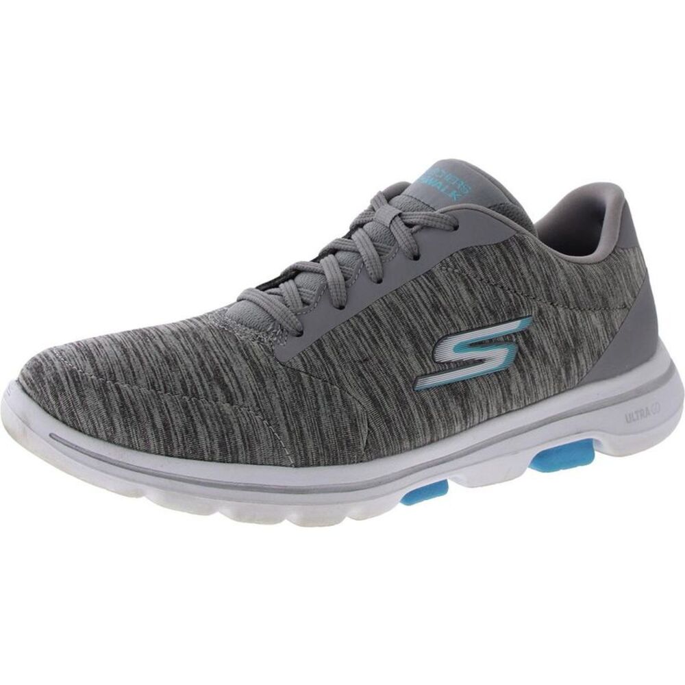 Skechers Womens Go Walk 5-True Gray Fitness Walking Shoes Sneakers Used